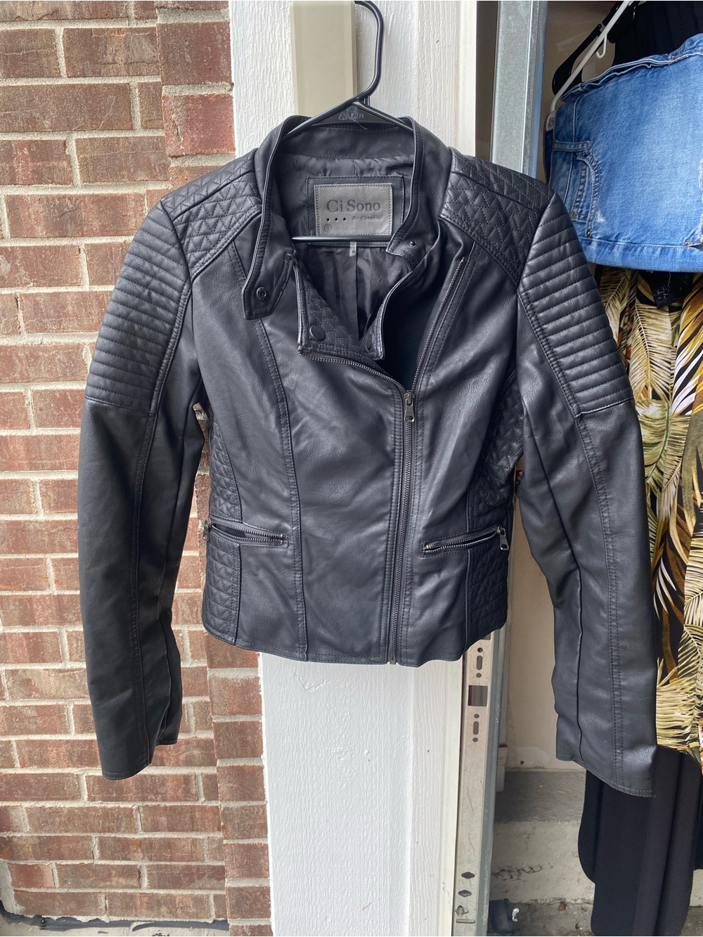 Ci Sono Black Quilted Faux Leather Moto Jacket